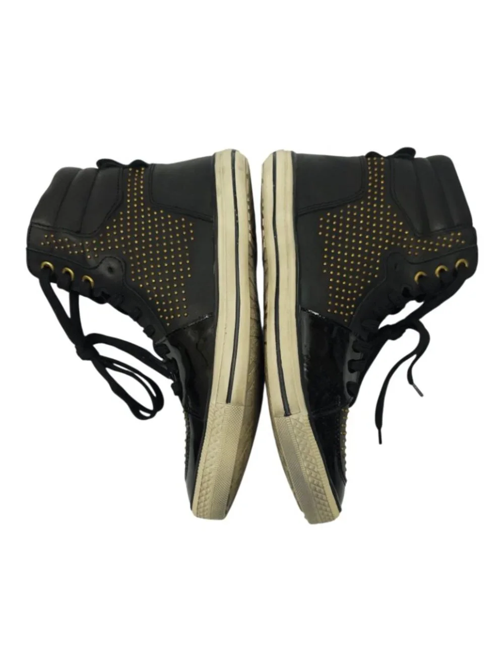 Steven by Steve Madden Dougiee High Top Sneaker 9 Studded Black Patent Punk Goth